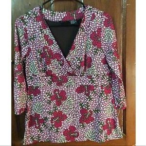 R Q T Petite Pink SHIRT Empire TOP M P Petite